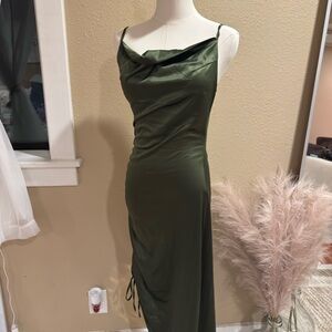 Elegant Olive Green Slip Dress